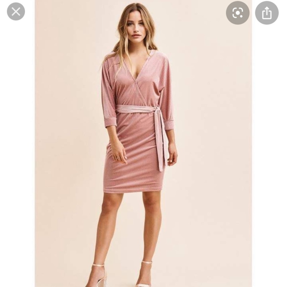Dynamite Velvet Dolman Sleeve Wrap Style Dress